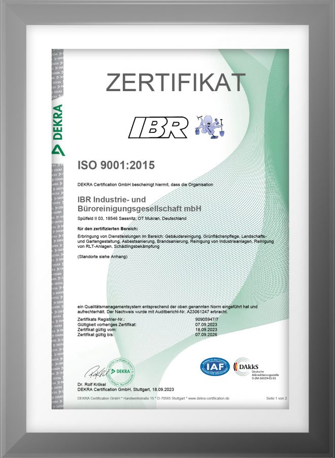 IBR Zertifizierung – Reinigung ist Werterhaltung